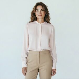 J.CREW Silk Soft Pink Button Up Bodysuit Office Casual Romantic Women’s Size 8